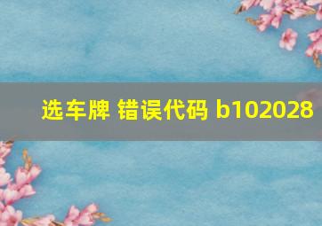 选车牌 错误代码 b102028